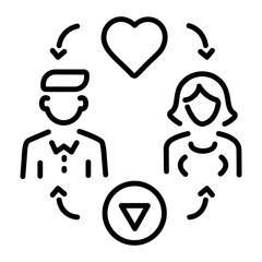A line style icon chowing customer relationship 