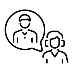 A line style icon of a character providing customer service 