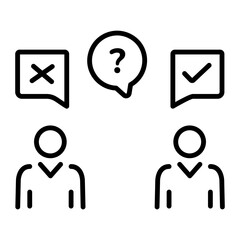 Conflict between two characters, line style icon 