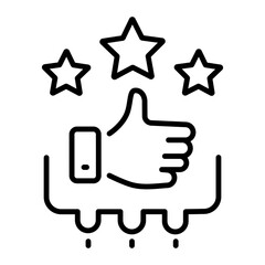 A line style icon depicting customer satisfaction 