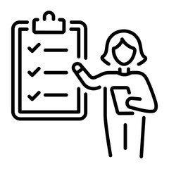 A character explaining clearance form, line style icon 