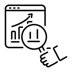 A line style icon depicting market research 