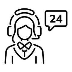 A character providing customer support, line style icon 