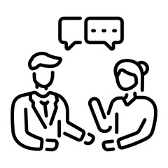 A customer bargaining with the seller, line style icon 