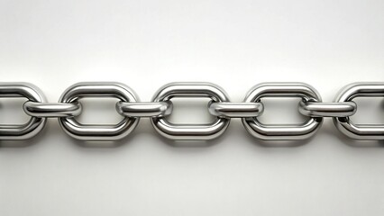 Fototapeta premium Clean Minimalist Chain Link Flat Lay, White Background, Copy Space