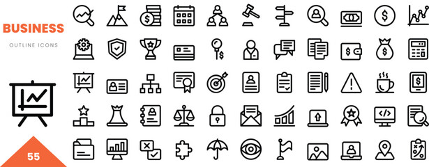 business outline icon collection. Vector illustration