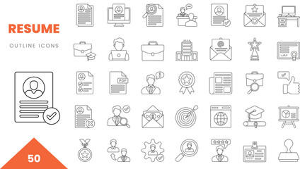 resume outline icon collection. Vector illustration