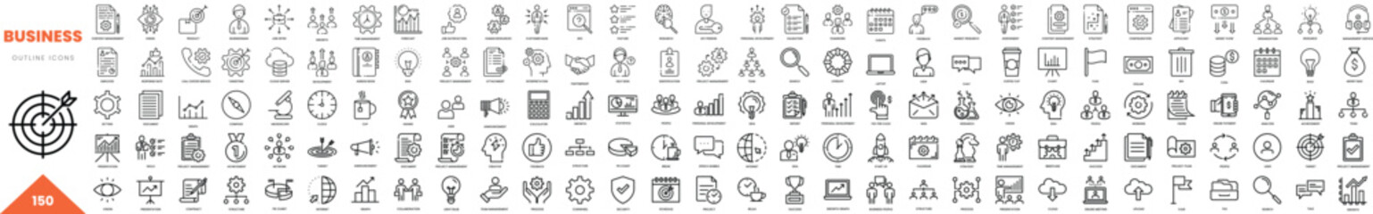 business outline icon collection. Vector illustration