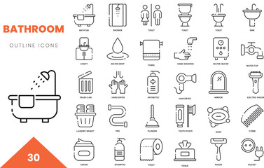 bathroom outline icon collection. Vector illustration