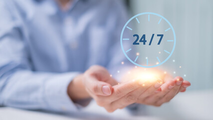 24 hour 7 days business customer service time open online support day clock delivery store help...