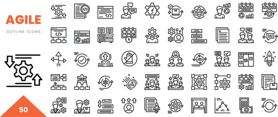 agile outline icon collection. Vector illustration