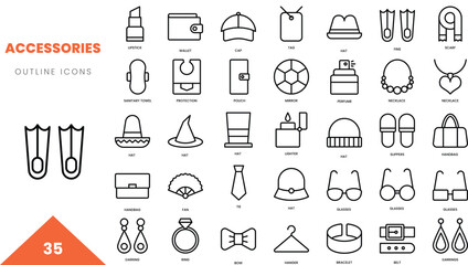 accessories outline icon collection. Vector illustration