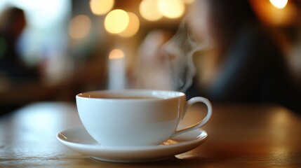 Fototapeta premium Hot Coffee Cup in Cafe