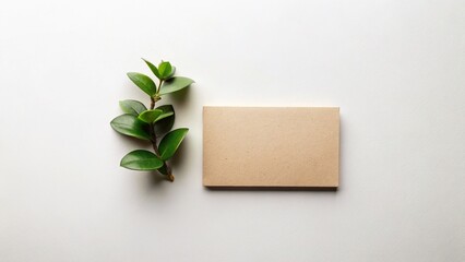 Eco-Friendly Business Card Mockup: Sustainable Branding Flat Lay