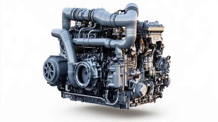 Fototapeta premium A high-efficiency electric engine with a modern minimalistic design, set on a neutral white background.