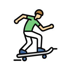Obraz premium Person performing a skateboard trick in a colorful illustration, skateboarding and excitement concept