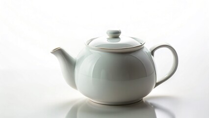 Eco-Friendly Teapot: Sustainable Ceramic Kettle, Flat Lay, White Background