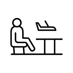 Person sitting at a table looking at an airplane in a line drawing, travel and waiting concept