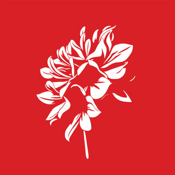 white flower on red background clip art preview