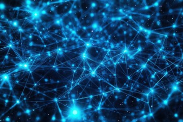 Abstract electric blue network design with glowing connecting points, creating a seamless pattern that represents digital interconnectivity and the future of technology