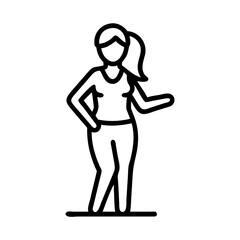 Minimalistic line art of a woman posing confidently