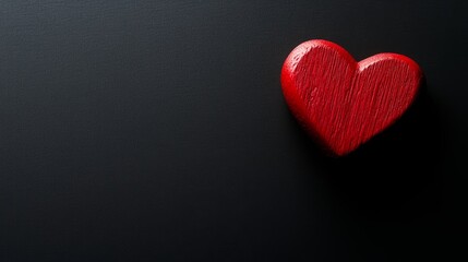 Obraz premium Red Heart on Black: A Minimalist Symbol of Emotion and Simplicity 