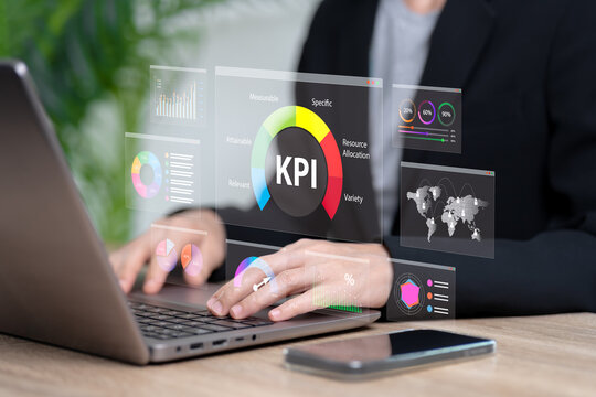 KPI, dashboard management data System KPI, Key Performance Indicator, Businesswomen analyzing Key Performance Indicators showcasing data analysis and performance tracking, Tarket management, Marketing