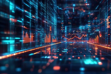 Visualizing data trends digital dashboard tech environment 3d view