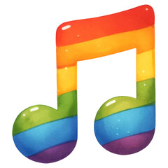 Pride month concept. A vibrant rainbow music note symbolizing joy and inclusivity in music and culture.