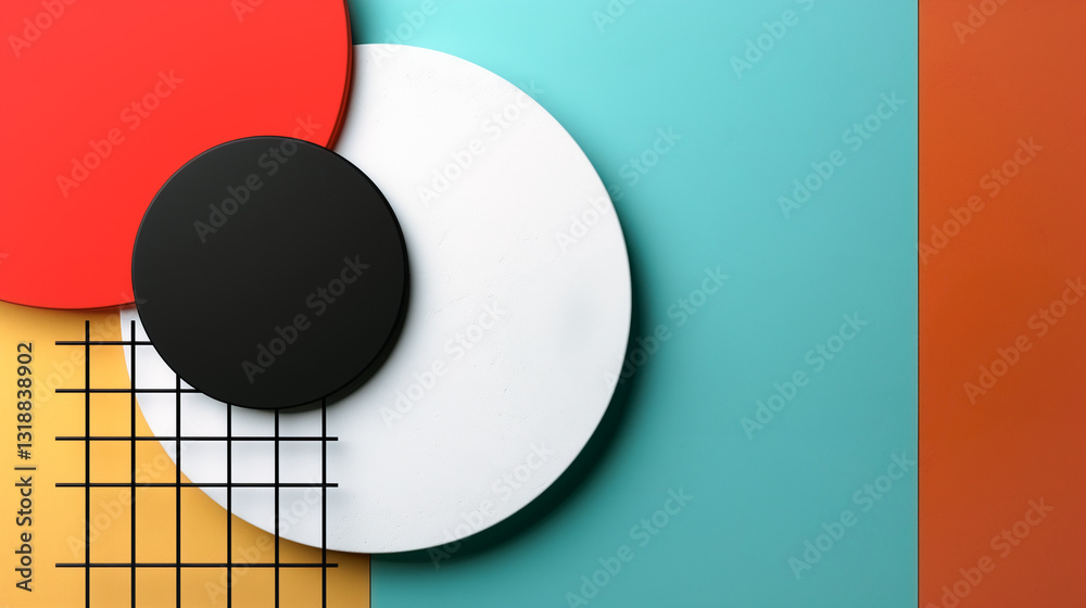 Poster abstract geometric shapes: a dynamic composition of abstract geometric shapes in bold colors create 
