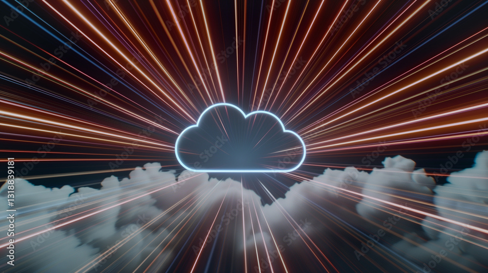 Poster cloud computing and data transfer: an abstract representation of cloud computing and rapid data tran