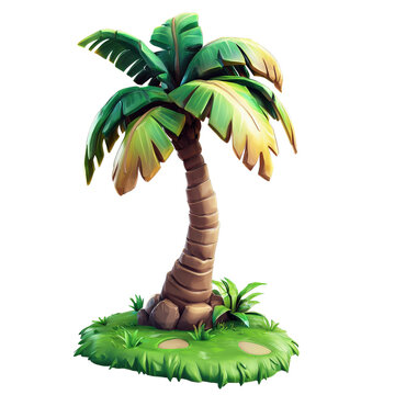 stylized palm tree on green grass clip art preview