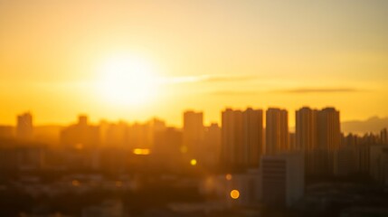 Fototapeta premium Golden Sunset Over Modern Cityscape, A Moment of Urban Tranquility 