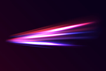 Light trace in the movement of speed. Light neon motion lines.