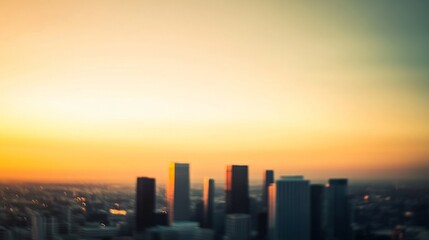 Fototapeta premium Golden Sunset Over Modern Cityscape, A Moment of Urban Tranquility 