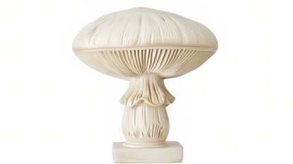 A champignon and a mushroom are isolated on a clean white background with a clipping path applied. The image showcases a full depth of field, highlighting the detailed texture and shape of these fungi