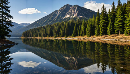 Le reflet d'un lac dans un paysage montagneux
