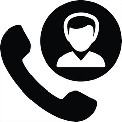 Customer Support Call Icon with Person Silhouette for Hotline, Contact Center, and Assistance Design