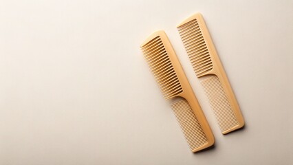 Minimalist Flat Lay: Modern Combs on Solid Background - Copy Space