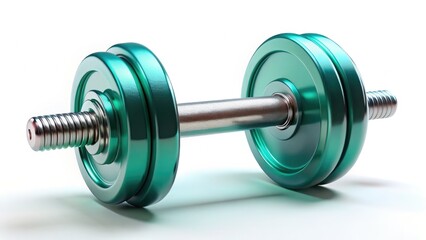 Naklejka premium Sleek 3D-rendered dumbbell, isolated on white. Perfect for fitness, weightlifting, and strength training graphics.