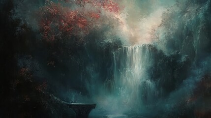 Fototapeta premium Enchanted Waterfall in a Mystical Forest