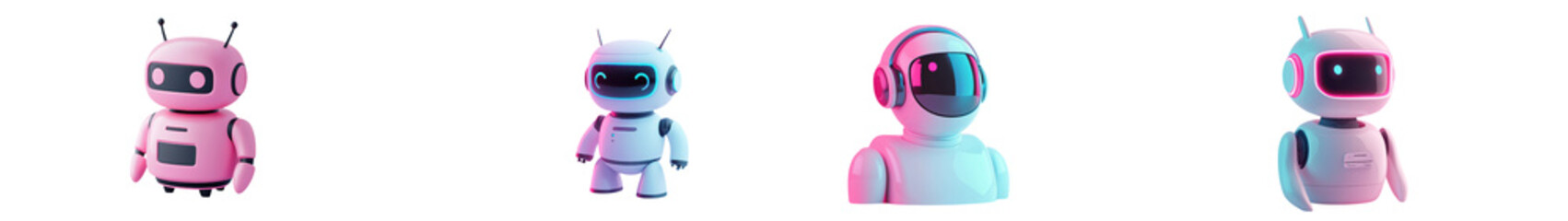 Obraz premium Adorable and playful cartoon robots in vibrant colors and modern futuristic digital Cute and whimsical characters with bright vibrant design