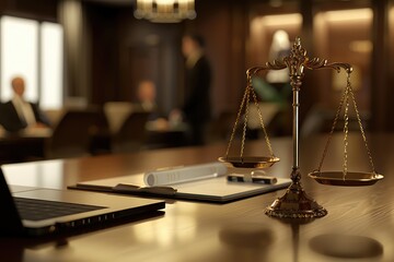 A holographic representation of justice scales network backdrop