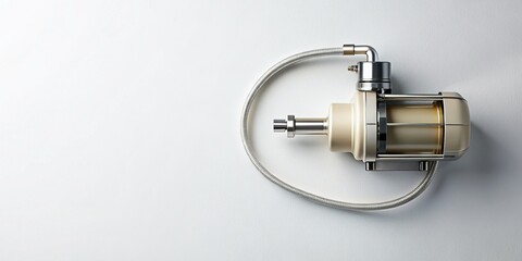 Minimalist Luxury Pump Bird's-Eye View - Flat Lay White Background Stock Photo