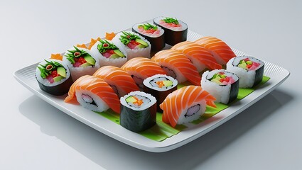 Assorted Sushi Platter with Nigiri and Rolls