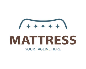 Creative concept logo of hybrid mattress. Twin Mattress emblem.