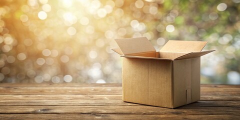 Modern Folding Carton Box Mockup on Wooden Texture - Flat Lay Product Packaging Design