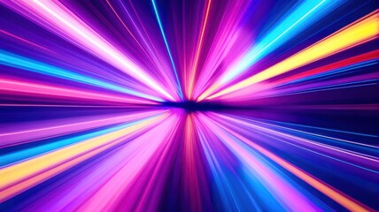 A colorful, blurry image of a light show with a purple and yellow stripe