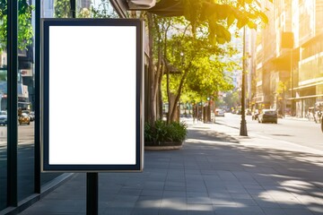 Mockup of a large white street billboard on an urban background, an outdoor advertising concept.
