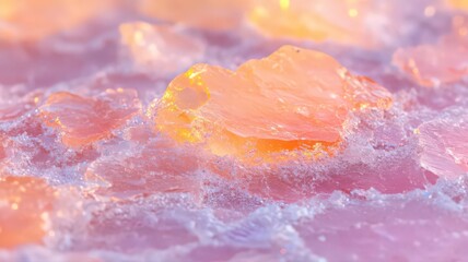Fototapeta premium Illuminated Pink and Orange Crystals Close-Up